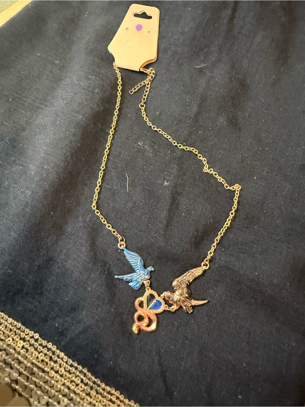 Disney Bird & Heart Charm Necklace